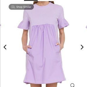 English Factory Solid Mini Dress, lilac, size large